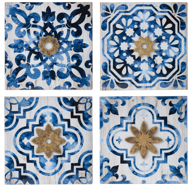 Abstract, And Wall Decor Accents (Set of 4) - White / Blue, photo 6 of 9