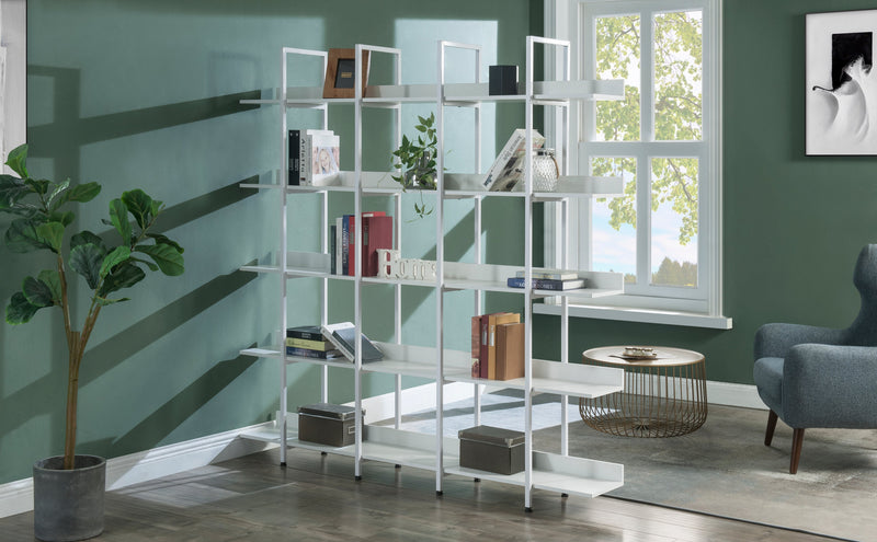 5 Tier Bookcase Home Office Open Bookshelf, Vintage Industrial Style Shelf with Metal Frame, MDF Board