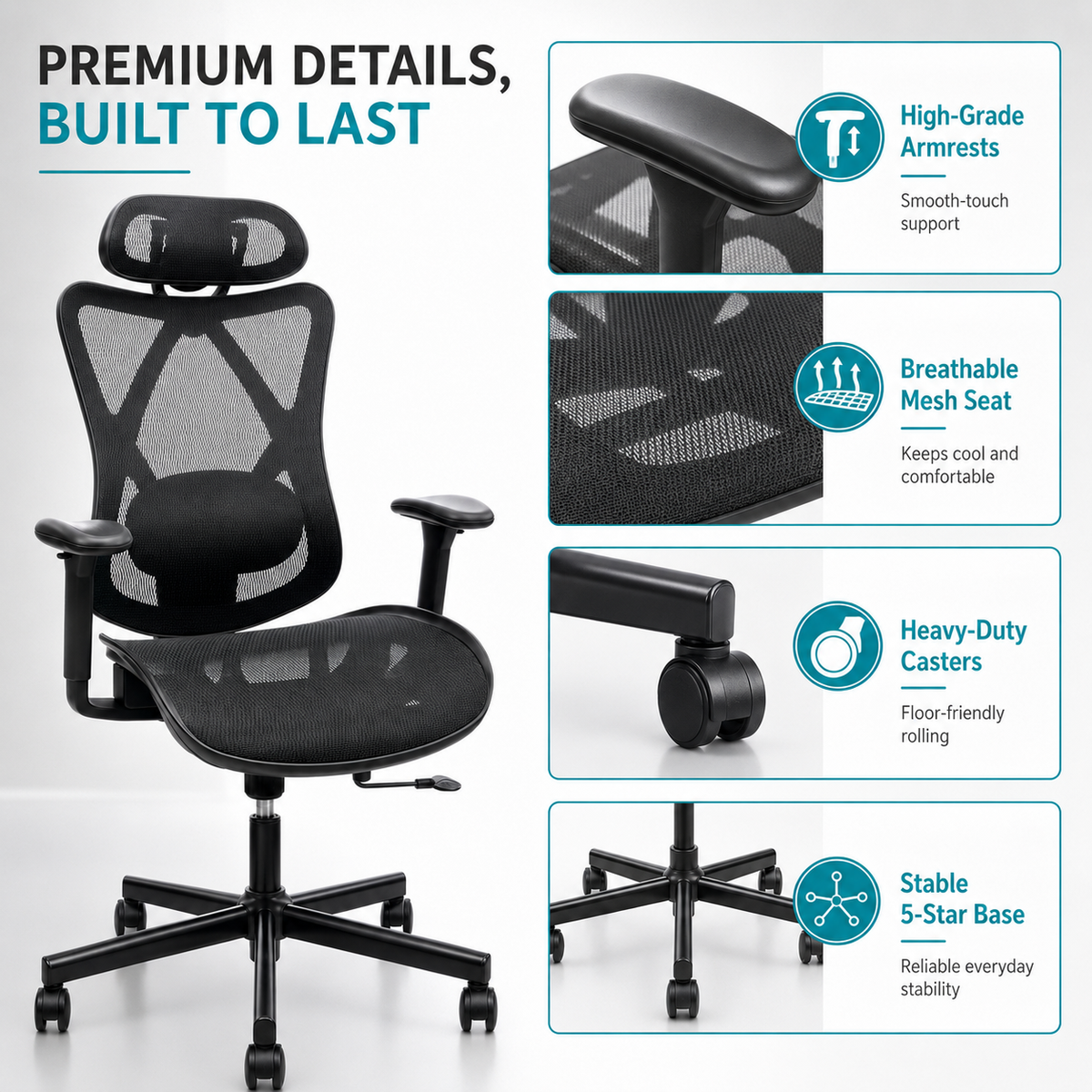 Ergonomic Office Chair with Adjustable Lumbar Support, photo 9 of 10