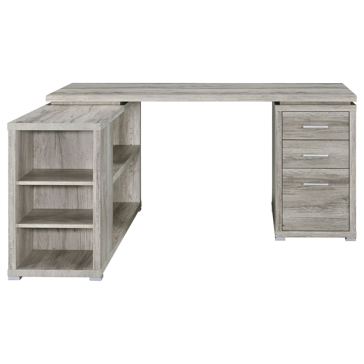 Yvette 60-inch 3-drawer L-Shape Computer Desk Grey Driftwood, photo 4 of 7