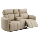 Elison - Motion Loveseat With Console - Dark Beige Polish Microfiber by Unique Piece Furniture