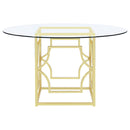 Krista - Round Glass Top Dining Table - Gold