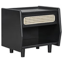 Black Nightstand with Rattan Detail by HouseOfZazla