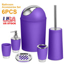 Bathroom Accessories Set 6 Pcs Bathroom Set Ensemble Complete Soap Dispenser Toothbrush Holder Tumbler Soap Dish Toilet Cleaning Brush Trash Can