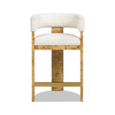 Vavona - Burl Upholstered Barrel Back Counter Height Bar Stool - Polar Off White by HouseOfZazla
