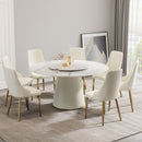 Modern, Round Carbon Steel Base Dining Table, Can Accommodate 6 People by HouseOfZazla