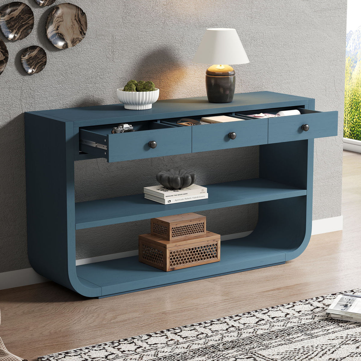 Console Table With 3 Soft Close Drawers & 2 Open Shelves, photo 30 of 40