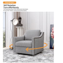 360 Degree Swivel Armchair, Skin Friendly Fabric, Ergonomic Design, Brass Nail Decorative Armchair by HouseOfZazla