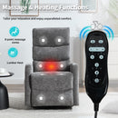 Heat Massage Manual Recliner Chair with Rocker and Swivel in Fabric