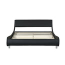 Queen Size Upholstered Platform Bed Frame With LED Lighting, Curve Design, Slat Support, No Box Spring Needed - Black by HouseOfZazla