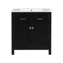 Bathroom Vanity With Ceramic Sink, Modern Single Bathroom Cabinet With 2 Doors And A Shelf, Soft Close Doors