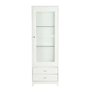 Modern Upholstered Glass Display Cabinet With Adjustable LED Light - White by Unique Piece Furniture