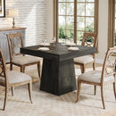 Square Dining Table For 4 With Thick Grain Top And Sturdy Pedestal Base - Gray by HouseOfZazla