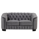 64" Velvet Upholstered Loveseat Sofa, Modern Loveseat Sofa with Thick Removable Seat Cushion, 2-Person Loveseat Sofa Couch for Living Room, Bedroom, or Small Space, Gray