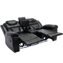 Home Theater Seating Manual Recliner Loveseat With Hide-Away Storage, Cup Holders And Led Light Strip For Living Room by HouseOfZazla