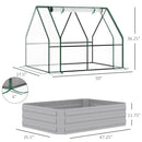 4' x 3' Galvanized Raised Garden Bed with Mini PVC Greenhouse Cover, Outdoor Metal Planter Box with 2 Roll-Up Windows for Growing Flowers, Fruits, Vegetables and Herbs, Clear
