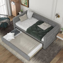 Upholstered Twin Size Daybed With Trundle, Padded Back And Sides - Gray by HouseOfZazla