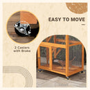 74" Wooden Outdoor Cat House Weatherproof & Wheeled, Catio Outdoor Cat Enclosure with High Weight Capacity, Kitten Cage Condo, Orange