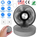 Foldable Rechargeable LED Desk Fan Wall Mounted Fan with Magnetic Remote Hanging Oscillating Fan with 4 Speeds 2 Brightness Time Setting Automatic Rot