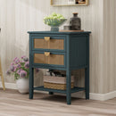 2 Drawer Side Table, Natural Rattan by HouseOfZazla