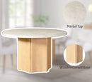 Qwin - Marble Top Round Dining Table - Natural by HouseOfZazla
