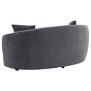 Lorraine - Upholstered Curved Loveseat - Dark Gray by HouseOfZazla