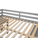 Loft Low Study Bed With Cabinet, Shelves And Rolling Portable Desk, Multiple Functions