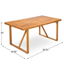 7 Pieces Acacia Wood Outdoor Dining Set with Blue Cushions
