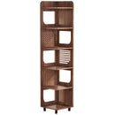 6 Tier Narrow Corner Bookshelf Storage For Living Room - Brown by HouseOfZazla