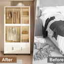 Portable Wardrobe Closet Storage Organizer For Clothes, 9 Magnetic Doors With 9 Cubes & 2 Hanging Rods, 6 Hangers - Cream White