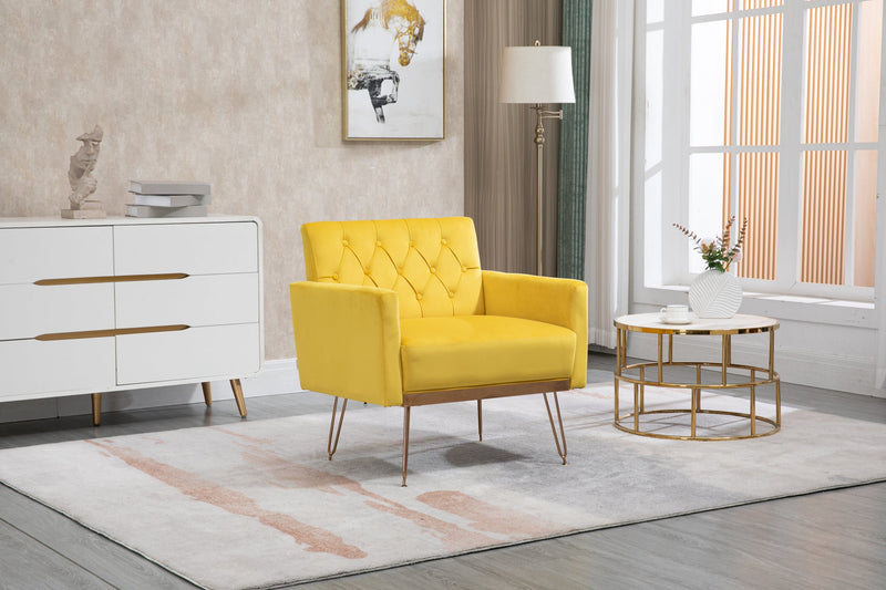Accent Chair, leisure single sofa with Rose Golden feet