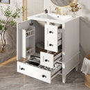 Bathroom Vanity With Integrated Basin, Soft Close Drawers, Door Mounted Double Layer Shelf by HouseOfZazla