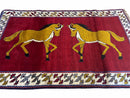 4 X 7 Handmade Hand-Knotted Quality Wool Rug Horses Zagros Red Mustard Gold New