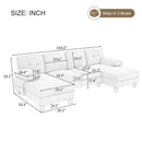 U-Shaped Sectional Sofa 103.5" Fabric Couch With Dual Chaise Lounges, Storage Pockets, Armrest Pillows by Unique Piece Furniture