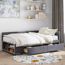 L Shaped Upholstered Platform Bed With Storage And Drawers by Unique Piece Furniture