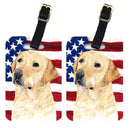USA American Flag with Labrador Luggage Tag