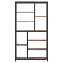 Extra Tall 8 Tier Staggered Etagere Bookcase With 8 Shelves Organizer For Living Room - Rustic Brown by HouseOfZazla