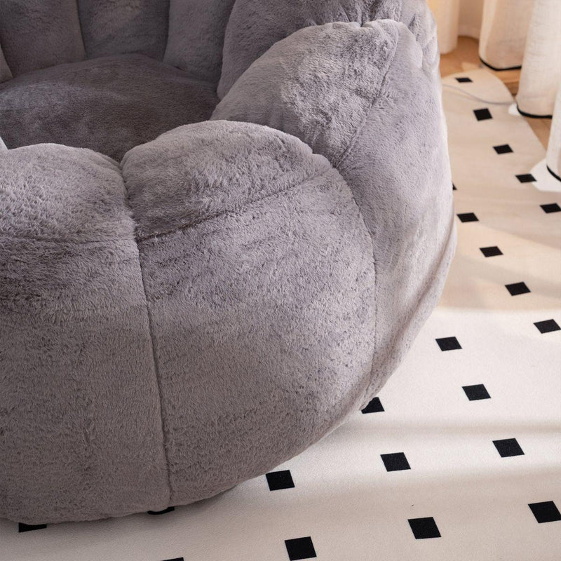 Giant Bean Bag Chair, Oversized Bean Bag Couch for Adults and Kids, Faux Fur Shell-Shaped Large Bean Bag Chair with Filler, Stuffed Big Accent Sofa Chair Floor Sofa for Gaming, Reading