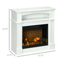 32" Electric Fireplace with Mantel, Freestanding Heater with LED Log Flame, Shelf and Remote Control, 700W/1400W, White