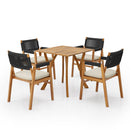 Outdoor Rustic Patio Acacia Bistro Set With Cushions by HouseOfZazla