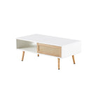 41.34" Rattan Coffee Table, Sliding Door For Storage, Solid Wood Legs, Modern Table For Living Room by Unique Piece Furniture