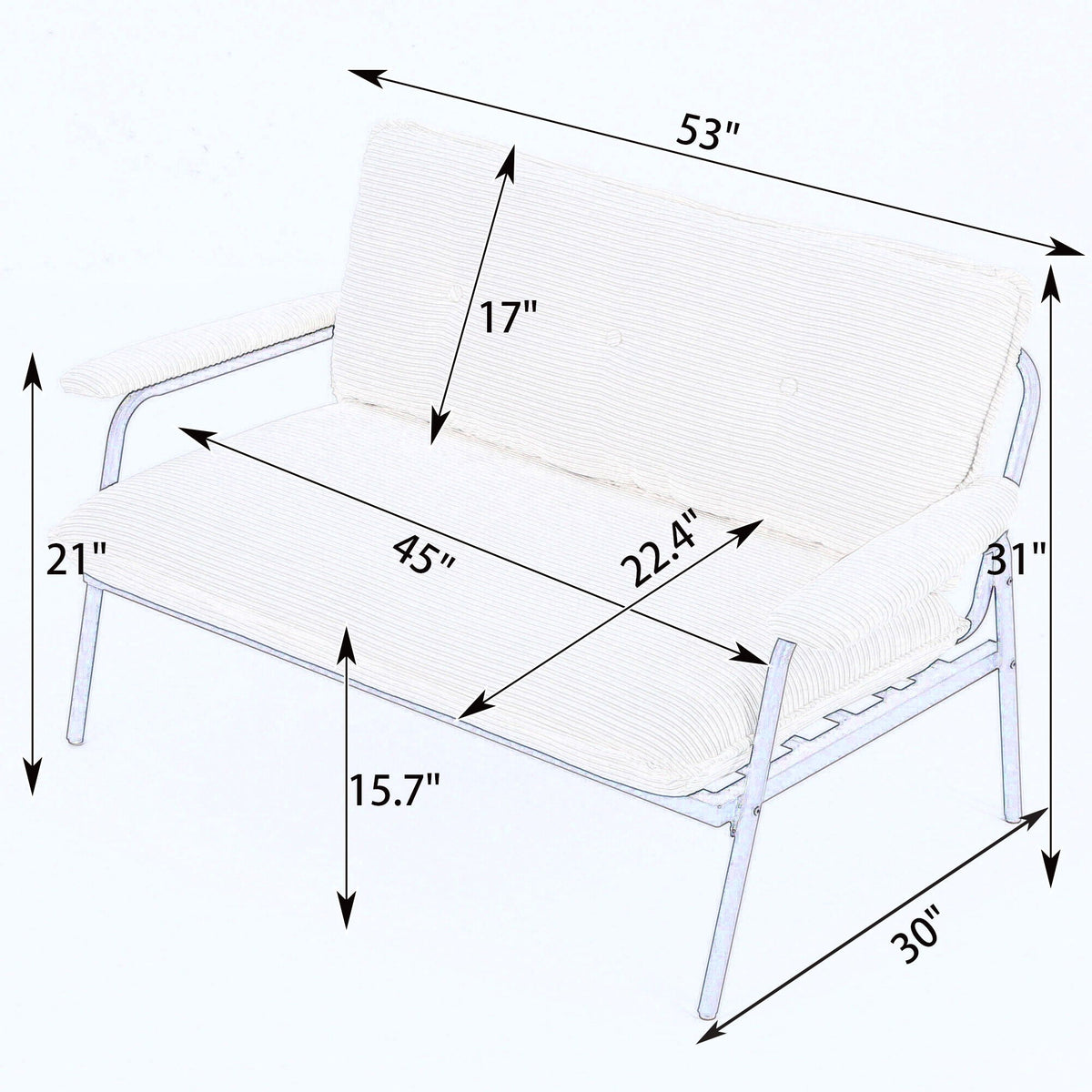 Modern Metal Frame Sofa With Sponge Filling For Compact Spaces And Versatile Use, photo 7 of 11
