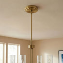 Enigma - 4 Lights Chandelier With Clear Ribbed Satin - Antique Brass / Clear / Gold by HouseOfZazla