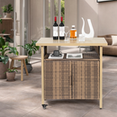 Outdoor Wicker Bar Cart with Wheels by HouseOfZazla