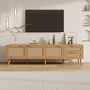 TV Stand, Media Console, 2 Drawers & Cable Management - Natural Wood by HouseOfZazla