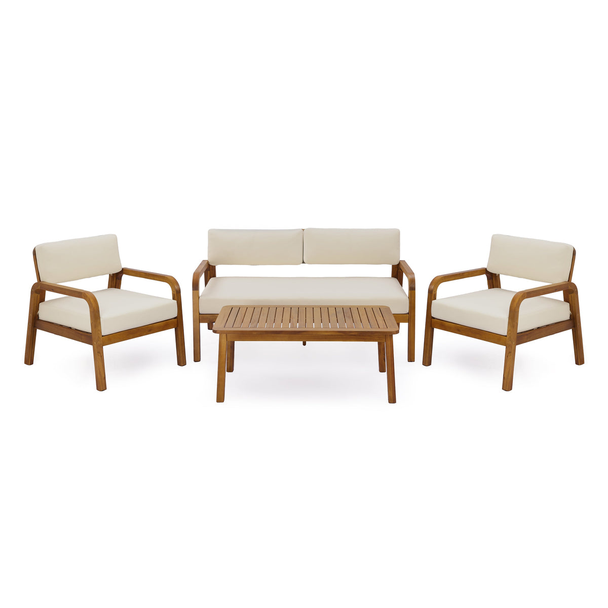 4-Pieces Outdoor Sofa Set with Cushions - Teak, photo 2 of 10