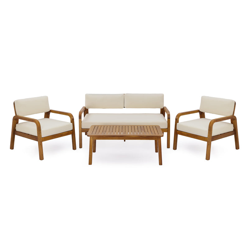 4-Pieces Outdoor Sofa Set with Cushions - Teak, photo 2 of 10