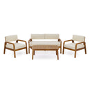 4-Pieces Outdoor Sofa Set with Cushions - Teak