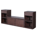 Entryway Storage Bench With Cushion, Drawers & Open Shelves by HouseOfZazla