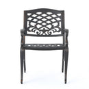 Luminea Outdoor Aluminum Dining Chair With Scroll Design, Lattice Pattern And Cabriole Legs - Copper by HouseOfZazla
